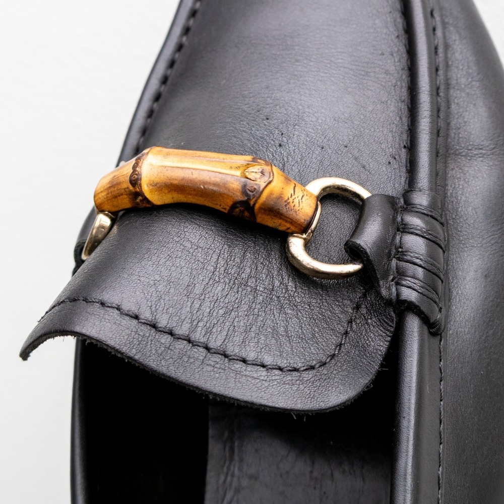 Gucci Black Leather Bamboo Horsebit Loafers Mens UK 9.5 US 10.5 Driver Shoes - Picture 11 of 12